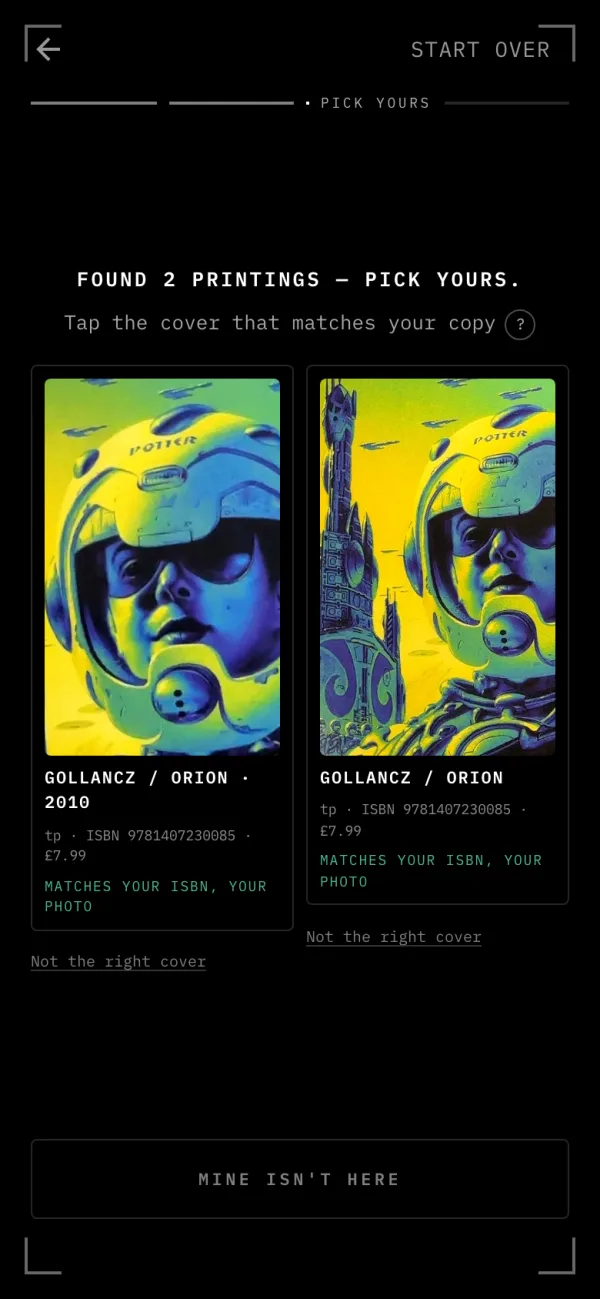 Two printings of The Forever War side by side, each with its cover, publisher and price.